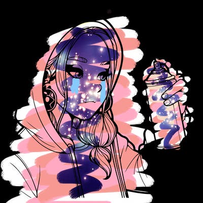 a realistic girl, spray painting