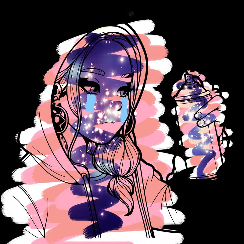 a realistic girl, spray painting