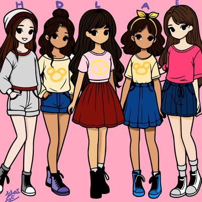 a group of five girls