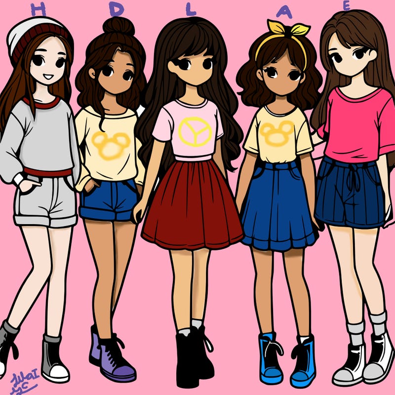 a group of five girls