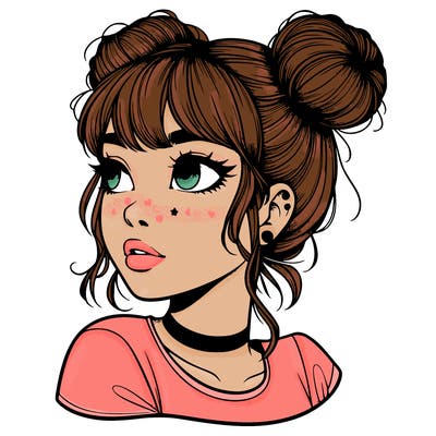 realistic girl with spacebuns