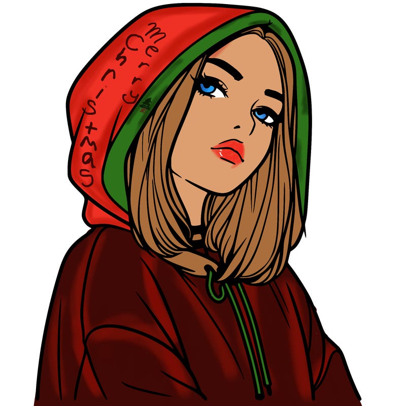 a realistic girl in a hoodie