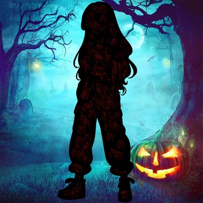 girl in baggy pants crop top and long hair