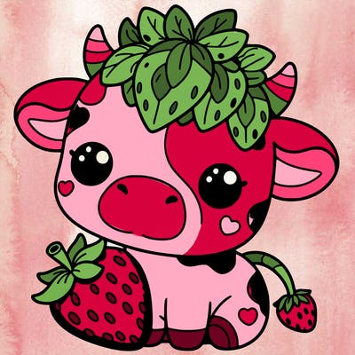 cute strawberry cow