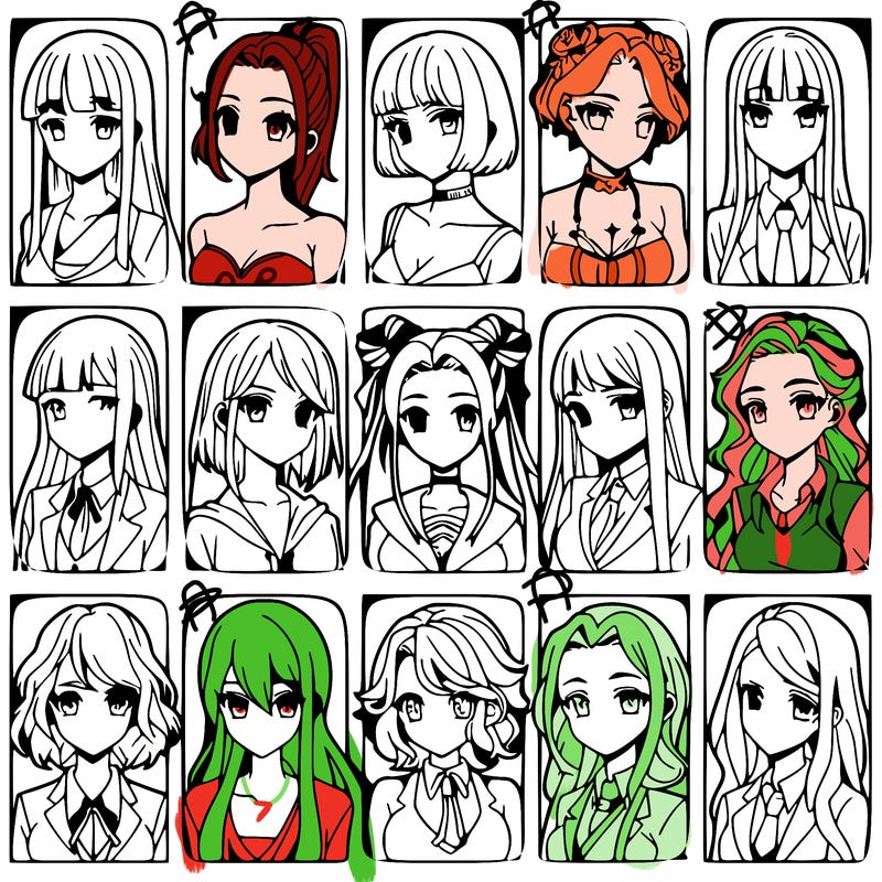 girls that look diffrent anime