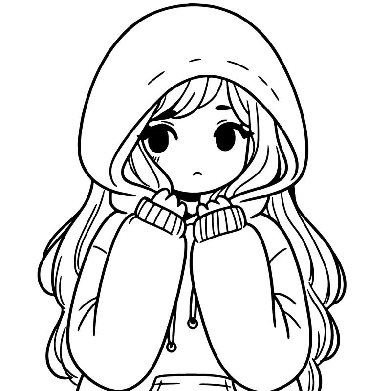 girl in a big hoodie