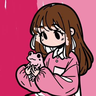 girl with long hair and a oversized shirt. and she is holding a frog