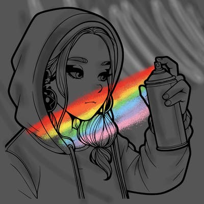 a realistic girl, spray painting