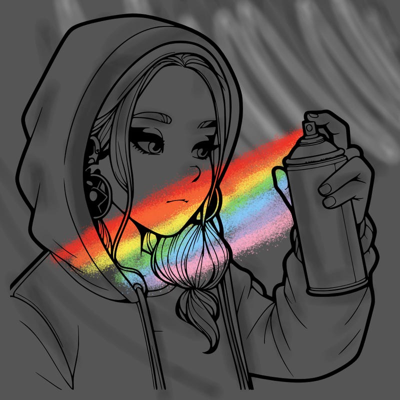 a realistic girl, spray painting