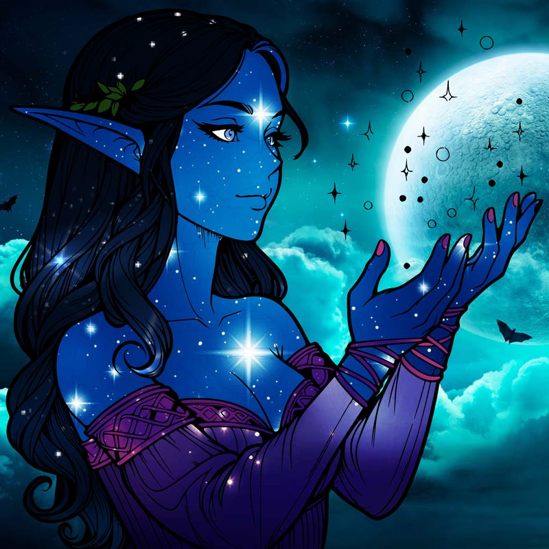 realistic elf girl doing magic