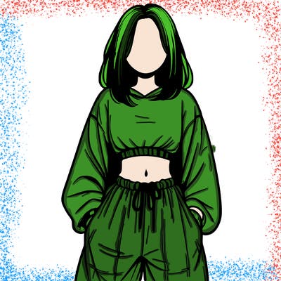 realistic girl faceless with baggy pants and a crop top