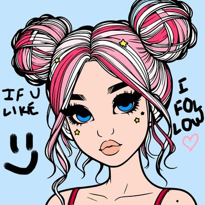 realistic girl with space buns