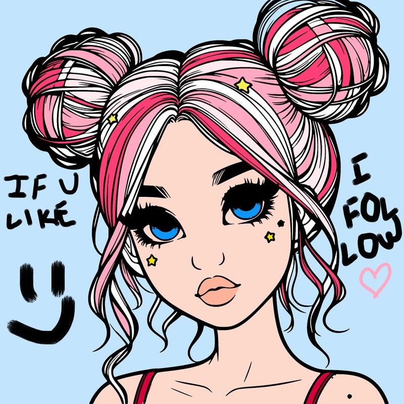 realistic girl with space buns