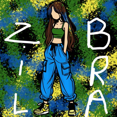 girl in baggy pants crop top and long hair