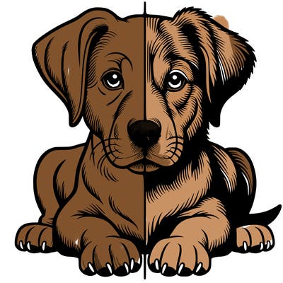 realistic dog split picture