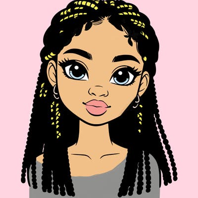 a realistic black girl with braids
