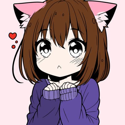 shy anime catgirl