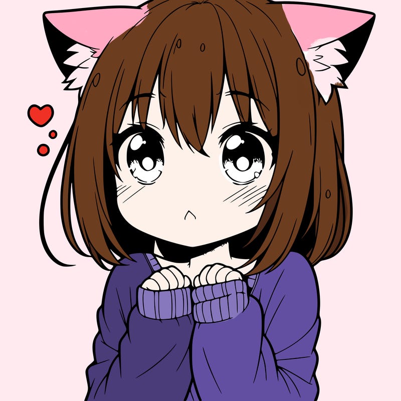shy anime catgirl