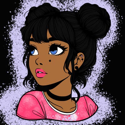 realistic girl with spacebuns