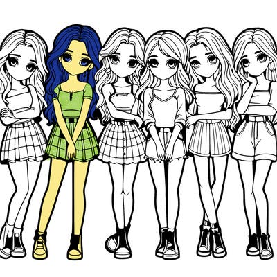 a group of girls realistic