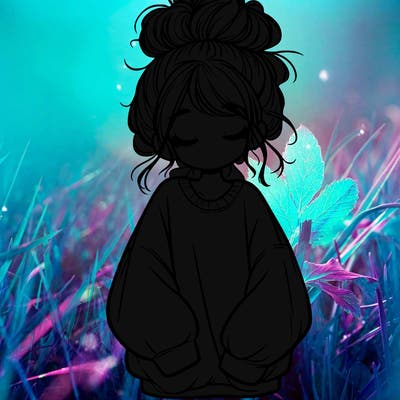 girl with baggy sweatshirt and messy bun