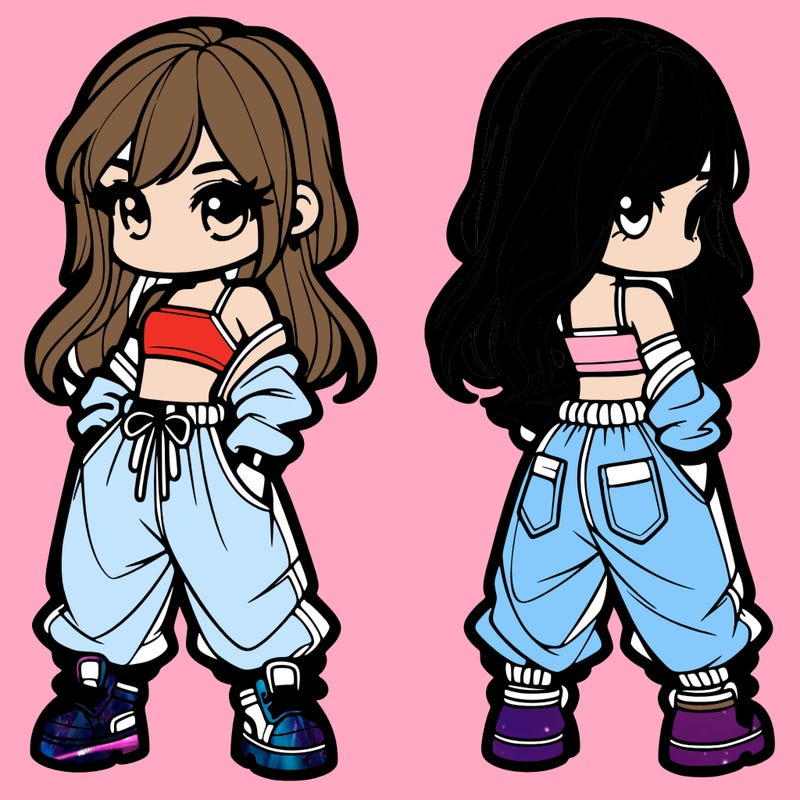 girl in crop top and baggy pants