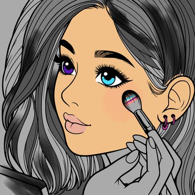 a realistic girl doing her makeup