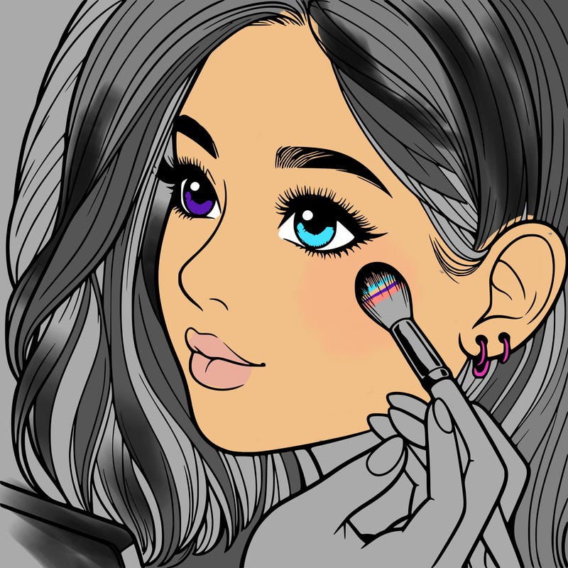 a realistic girl doing her makeup