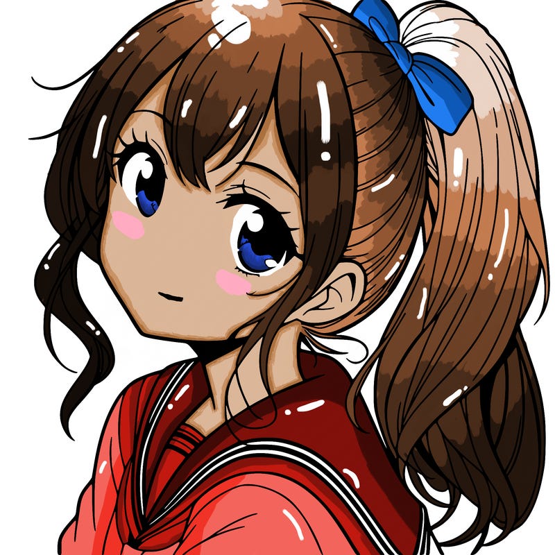 manga girl with ponytail
