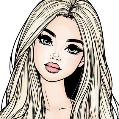 realistic teen girl with long hair and lips