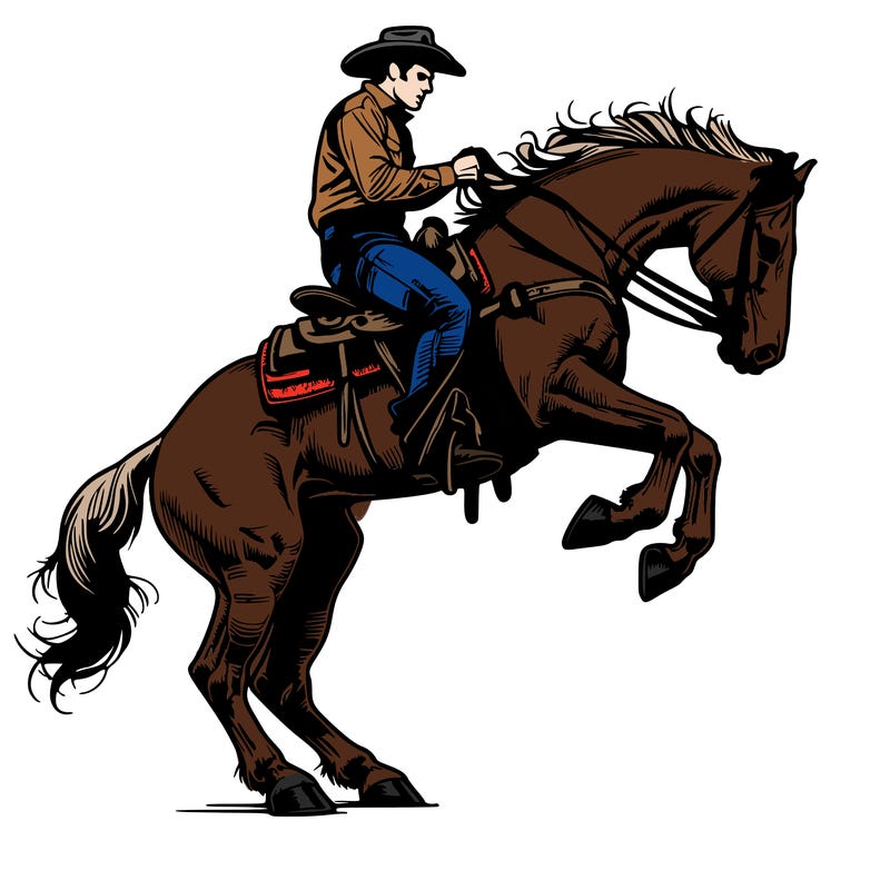 realistic bucking horse with rider