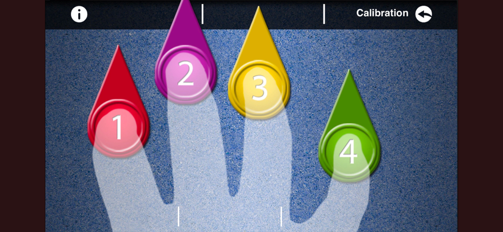 Dexteria - Fine Motor Skills - Dexteria hand calibration interface with numbered finger markers for motor skill exercises