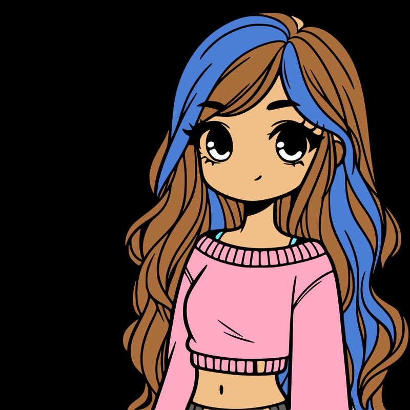 girl with long hair and a crop top with a sweater