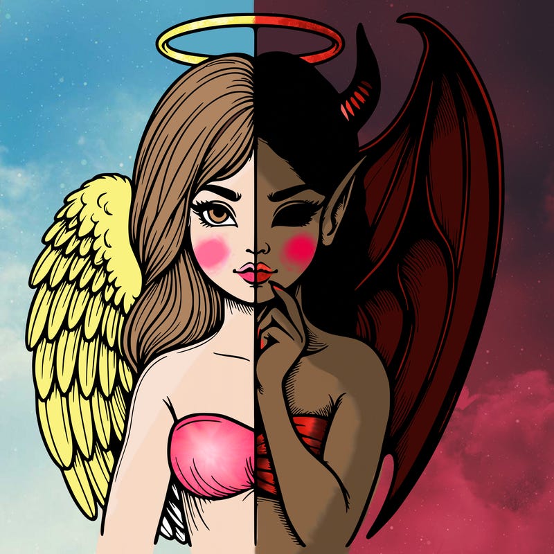 realistic angel half demon