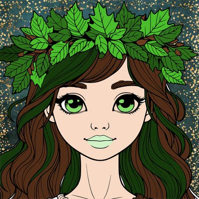 realistic girl with fall leaf crown