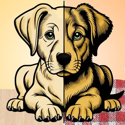 realistic dog split picture
