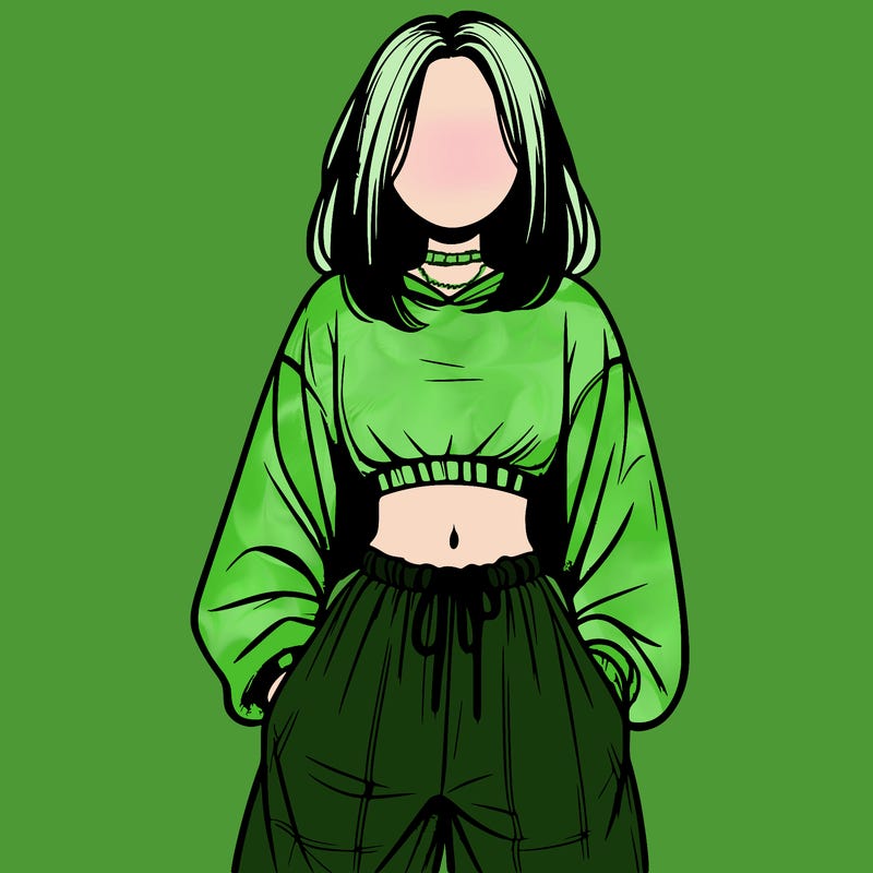 realistic girl faceless with baggy pants and a crop top