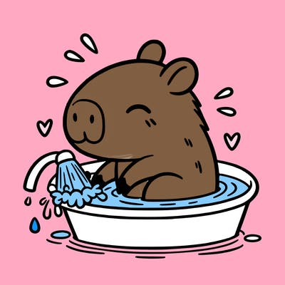 capybara taking a bath