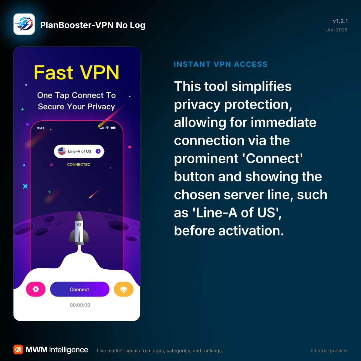 PlanBooster-VPN No Log - Reference App | MWM