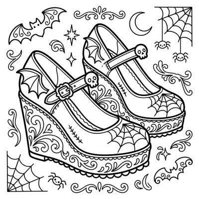 Dive into a world of enchanting darkness with these unique Gothic Wedges, specially designed for kids to color. Featuring playful bats, adorable skulls, and whimsical spiderwebs, this page offers a spooky yet fun coloring adventure.