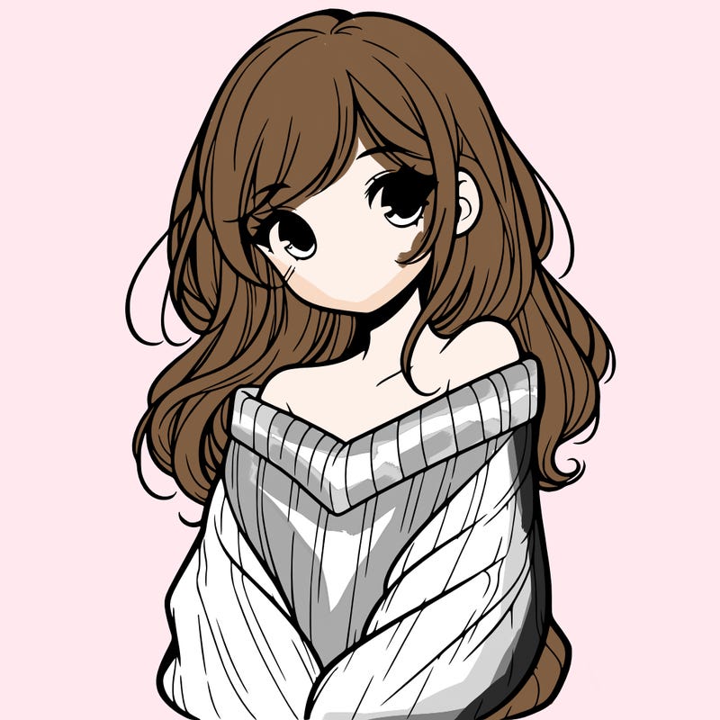 shy pretty girl wearing a sweater that is falling off one shoulder portrait