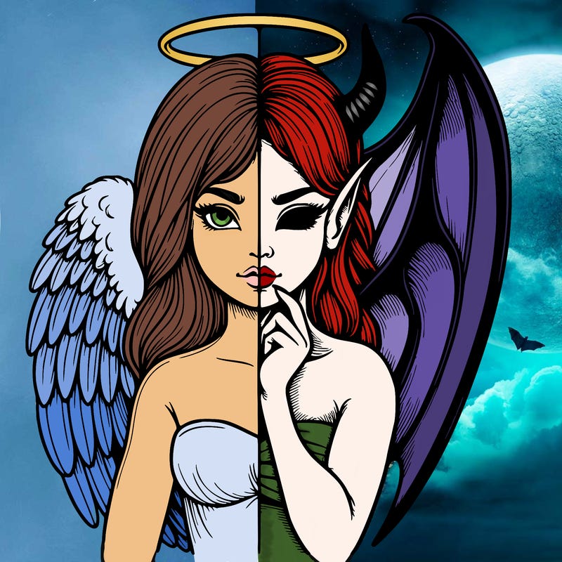 realistic angel half demon