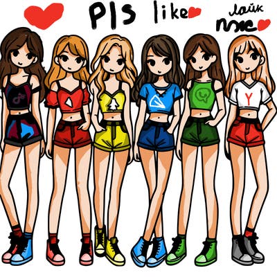 a group of girls wearing crop tops and shorts