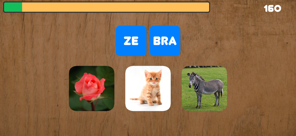 Silben lesen lernen - Zuordnen der deutschen Silben ZE und BRA zu einem Zebra-Bild in der App Silben lesen lernen.
