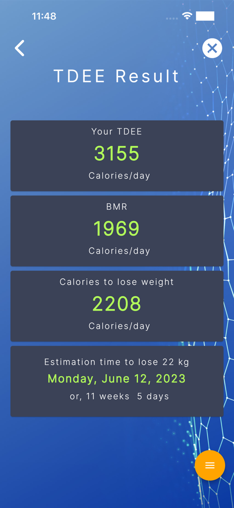 Abody.ai - Abody.ai app interface showing TDEE BMR and weight loss calorie recommendations
