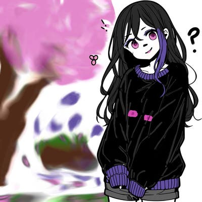 manga teen girl  in a sweater and baggy pants