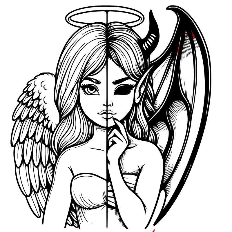 realistic angel half demon