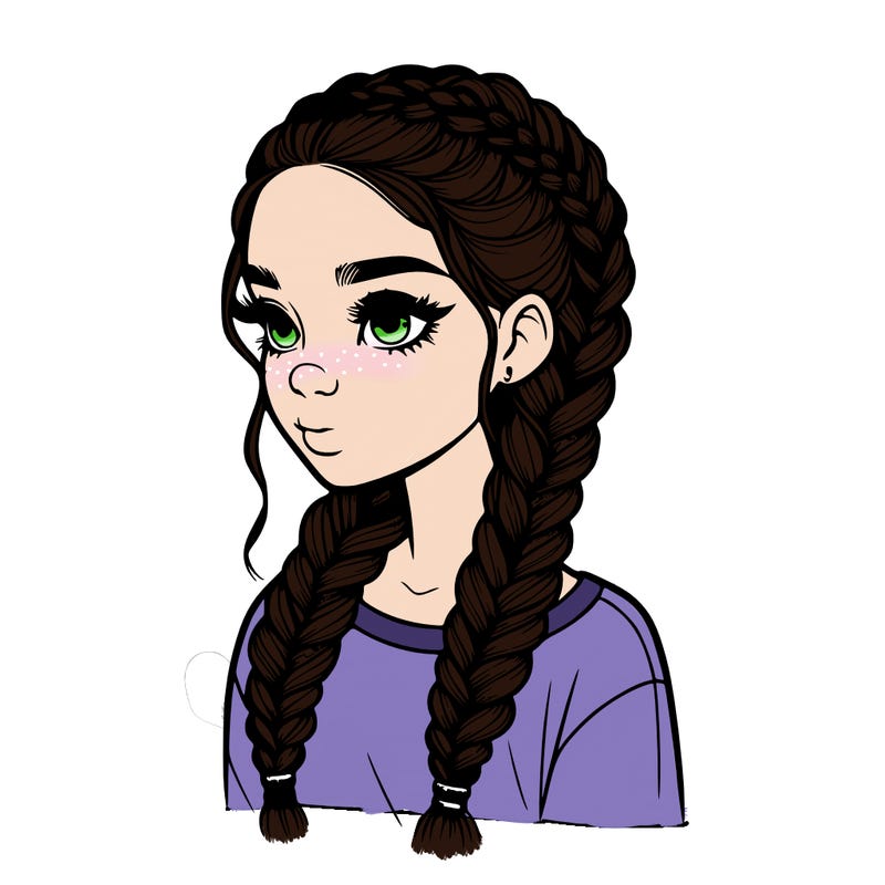realistic girl with braids