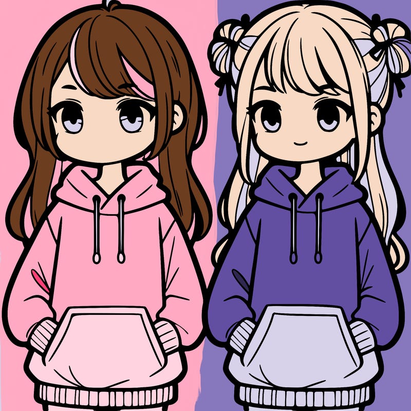 two girls with hoodies
