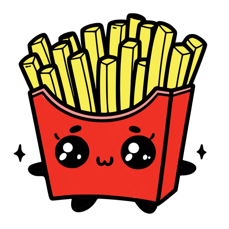 a cute. french fries